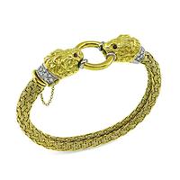 Estate 0.50ct Diamond Gold Lion's Head Bracelet