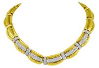 Estate 5.00ct Diamond Yellow and White Gold Choker Necklace