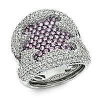 Estate 1.75ct Diamond 0.80ct Kunzite Gold Ring