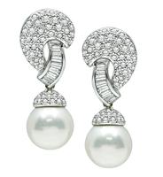Estate 3.00ct Diamond Pearl Earrings