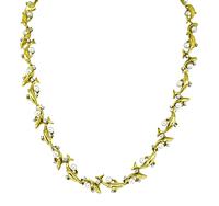 Estate 1.00ct Diamond Pearl Gold Dolphin Necklace