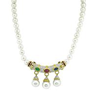 Estate 4.50ct Precious Gemstone 1.75ct Diamond Pearl Necklace