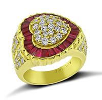Estate 2.01ct Ruby 1.09ct Diamond Gold Heart Ring