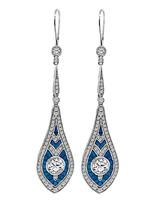 Estate 1.89ct Diamond 1.00ct Sapphire Gold Drop Earrings