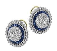 Estate 3.00ct Diamond 1.20ct Sapphire Earrings