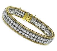 1960s 6.53ct Diamond Yellow and White Gold Bracelet