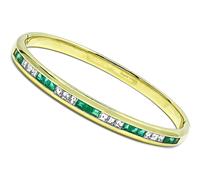 Estate Mayors 0.95ct Diamond 1.20ct Emerald Gold Bangle