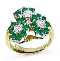 Estate 1.00ct Diamond 1.00ct Emerald Gold Ring