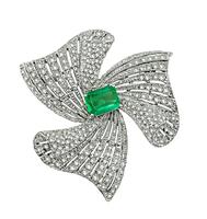 Estate 2.50ct Colombian Emerald 6.00ct Diamond Pin