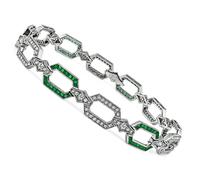 Art Deco Style 1.19ct Diamond 1.34ct Emerald Bracelet