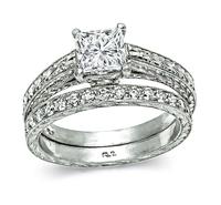 Estate GIA Certified 1.01ct Diamond Engagement Ring and Wedding Band Set