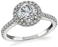 Estate GIA Certified 1.02ct Diamond Halo Engagement Ring