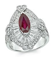 Estate GIA 1.29ct Burma Ruby 1.47ct Diamond Ring