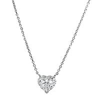 Estate GIA Certified 1.52ct Diamond Heart Pendant Necklace