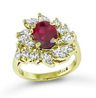 Estate GIA 1.67ct Burma Ruby 1.00ct Diamond Gold Ring