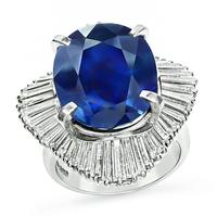 Estate GIA Certified 11.57ct Sapphire 1.90ct Diamond Ring