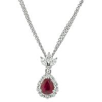 Estate GIA Certified 2.01ct Burma Ruby 1.01ct Diamond Pendant Necklace