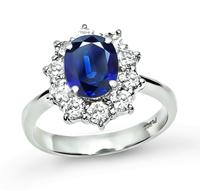 Estate GIA 2.03ct No Heat Sapphire 1.01ct Diamond Engagement Ring