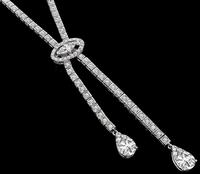 Vintage GIA Certified 2.16ct Pear Shape Diamond 5.50ct Diamond Necklace