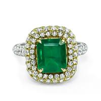 Estate GIA 2.51ct Colombian Emerald 1.50ct Diamond Engagement Ring