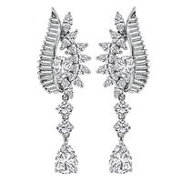 Estate GIA Certified 2.58ct Pear Shape Diamond 5.00ct Diamond Dangling Earrings