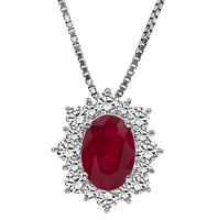 Estate GIA Certified 3.05ct Pigeon Blood Red Natural Burma Ruby Diamond Pendant Necklace