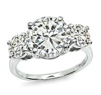 Estate GIA 3.17ct Center Diamond 0.52ct and 0.62ct Side Diamond Engagement Ring