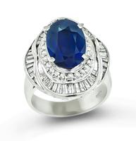 Estate GIA Certified 4.11ct Sapphire 1.23ct Diamond Ring