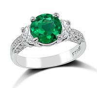 Estate Emerald Diamond Engagement Ring