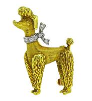 Estate Diamond Gold Poodle Pin