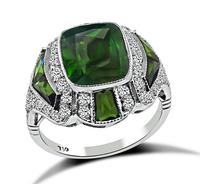 Estate 3.64ct Green Tourmaline 0.85ct Diamond Ring