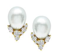 Estate Henry Dunay 1.00ct Diamond Pearl Earrings