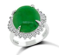 Estate 7.71ct Jade 0.78ct Diamond Ring