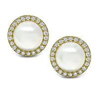 Estate Mabe Pearl 2.00ct Diamond Gold Earrings