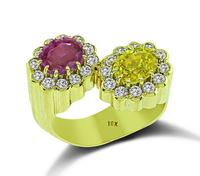 Estate 2.50ct Pink and Yellow Sapphire 0.50ct Diamond Ring