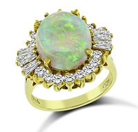 Estate Opal 1.00ct Diamond Gold Ring