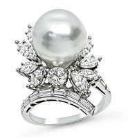 Estate 2.00ct Diamond Pearl Ring