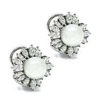 Estate Pearl 3.50ct Diamond Earrings