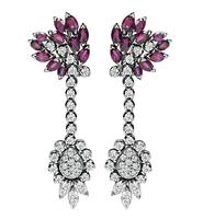 Estate 5.00ct Ruby 2.00ct Diamond Chandelier Earrings