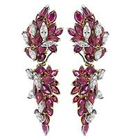 Estate 21.00ct Ruby 3.50ct Diamond Day and Night Earrings