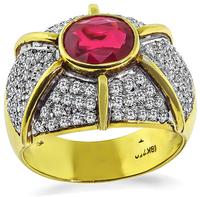 Estate 1.50ct Ruby 1.50ct Diamond Cocktail Ring