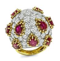 Estate 6.00ct Ruby 6.50ct Diamond Gold Ring