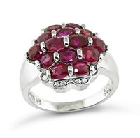 Estate 3.30ct Ruby 0.12ct Diamond Ring