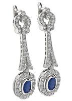 Estate 1.50ct Diamond 1.80ct Sapphire Drop Earrings