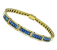 Estate 3.00ct Sapphire Diamond Gold Bracelet