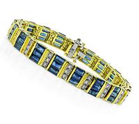 Estate 2.25ct Sapphire 1.70ct Diamond Gold Bracelet