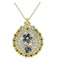 Estate 3.00ct Diamond 3.50ct Sapphire Gold Pendant