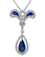 Estate 2.00ct Sapphire 1.00ct Diamond Pendant Necklace