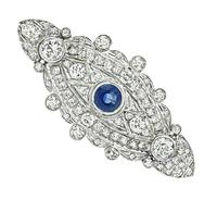 Estate 1.19ct Sapphire 3.00ct Diamond Pin