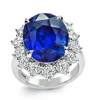 Estate 15.05ct Ceylon Sapphire 2.43ct Diamond Engagement Ring